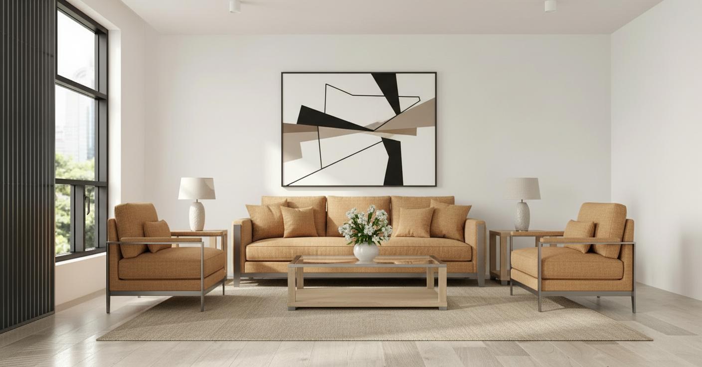 The same living room, virtually staged with furniture by Listing Whisperer